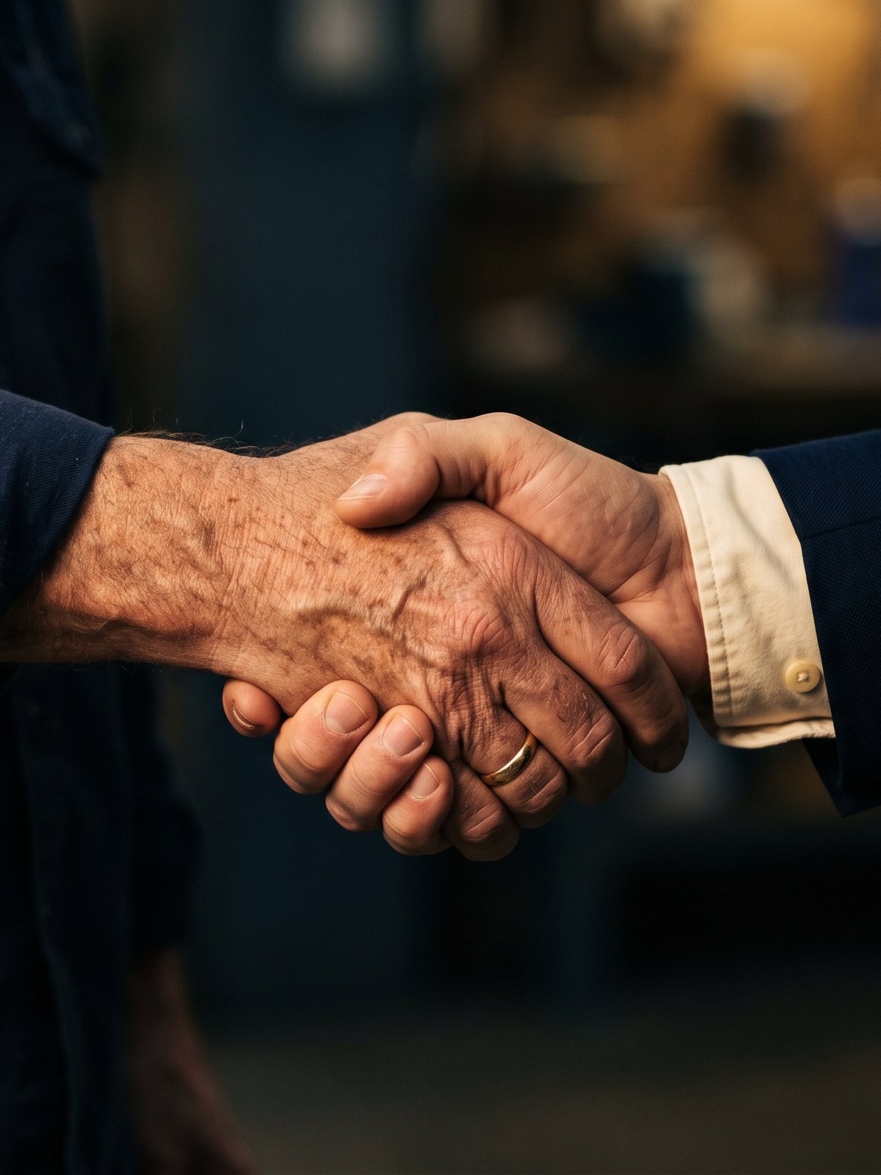 Deux mains qui se serrent, l'accord entre un cédant et un repreneur